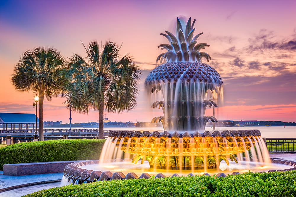 Pineapple fountain in charleston
